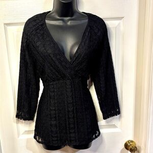 J. Jill black lace overlay top, size Medium NWT.